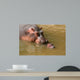 Hippopotamus baby with mum Wall Mural