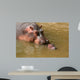 Hippopotamus baby with mum Wall Mural