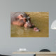 Hippopotamus baby with mum Wall Mural
