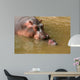 Hippopotamus baby with mum Wall Mural