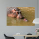 Hippopotamus baby with mum Wall Mural