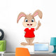 Cute rabbit raised index finger Wall Decal