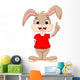 Cute rabbit raised index finger Wall Decal