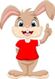 Cute rabbit raised index finger Wall Decal