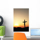 crucifixion and sunset vertical Wall Mural