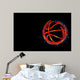 bright for basketball banner, neon ball on a black background Wall Mural