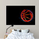 bright for basketball banner, neon ball on a black background Wall Mural