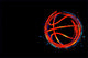 bright for basketball banner, neon ball on a black background Wall Mural
