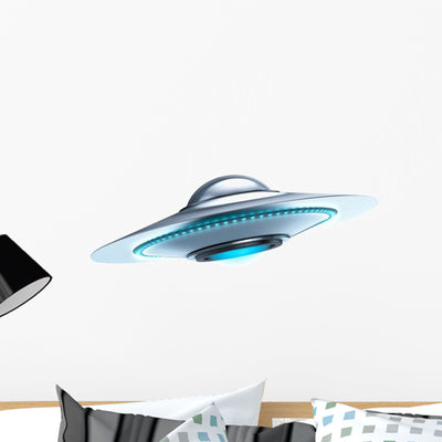 Glowing Flying Saucer Wall Decal shown on a wall