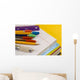 School Supplies on Yellow Background Wall Mural