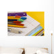 School Supplies on Yellow Background Wall Mural