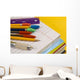 School Supplies on Yellow Background Wall Mural