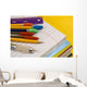 School Supplies on Yellow Background Wall Mural