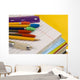 School Supplies on Yellow Background Wall Mural
