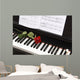 sheet music with rose on piano Wall Mural