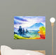 Autumn landscape. Watercolor illustration. Wall Mural
