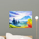 Autumn landscape. Watercolor illustration. Wall Mural