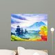 Autumn landscape. Watercolor illustration. Wall Mural