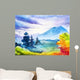 Autumn landscape. Watercolor illustration. Wall Mural