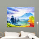 Autumn landscape. Watercolor illustration. Wall Mural