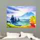 Autumn landscape. Watercolor illustration. Wall Mural