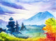 Autumn landscape. Watercolor illustration. Wall Mural