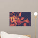 Branch with orange leaves, autumn background Wall Mural