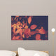 Branch with orange leaves, autumn background Wall Mural