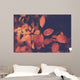 Branch with orange leaves, autumn background Wall Mural