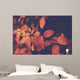 Branch with orange leaves, autumn background Wall Mural