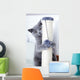 Young Cute Cat Scratching Wall Decal