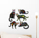 Calavera Skeleton Cats Wall Decal Sticker Set