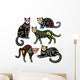 Calavera Skeleton Cats Wall Decal Sticker Set