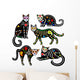 Calavera Skeleton Cats Wall Decal Sticker Set
