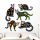 Calavera Skeleton Cats Wall Decal Sticker Set