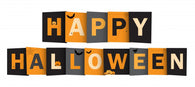 HAPPY HALLOWEEN Vector Letters Icon with Bats, Black Cat, Pumpkins and Spiders Wall Decal
