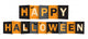 HAPPY HALLOWEEN Vector Letters Icon with Bats, Black Cat, Pumpkins and Spiders Wall Decal