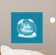 Hello winter circle blue greeting card Wall Mural
