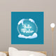 Hello winter circle blue greeting card Wall Mural