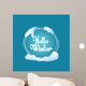 Hello winter circle blue greeting card Wall Mural