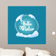 Hello winter circle blue greeting card Wall Mural