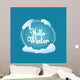 Hello winter circle blue greeting card Wall Mural