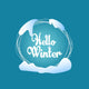 Hello winter circle blue greeting card Wall Mural