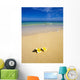 Plumeria Blossoms Lie on White Sand Wall Mural