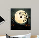 Halloween night background with pumpkin,  castle and full moon Wall Mural
