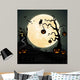 Halloween night background with pumpkin,  castle and full moon Wall Mural