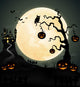 Halloween night background with pumpkin,  castle and full moon Wall Mural