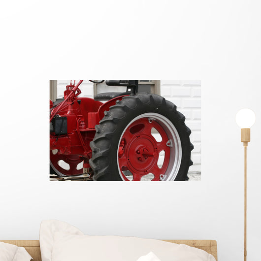 Antique Red Tractor Wall Mural