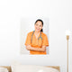 Happy Hispanic Health Care Technician Isolated on White Wall Decal