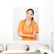 Happy Hispanic Health Care Technician Isolated on White Wall Decal